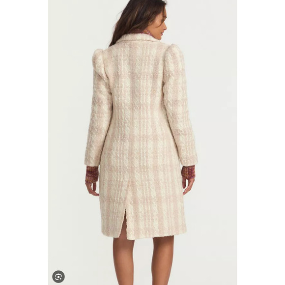 LoveShackFancy Winter White Asryn Tweed Double Breasted Long Coat Size Medium - Picture 6 of 13